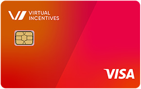 A orange colored Virtual Incentives branded Visa Credit Card