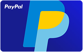 A PayPal branded Gift Card with a blue gradient background and the Paypal Logo