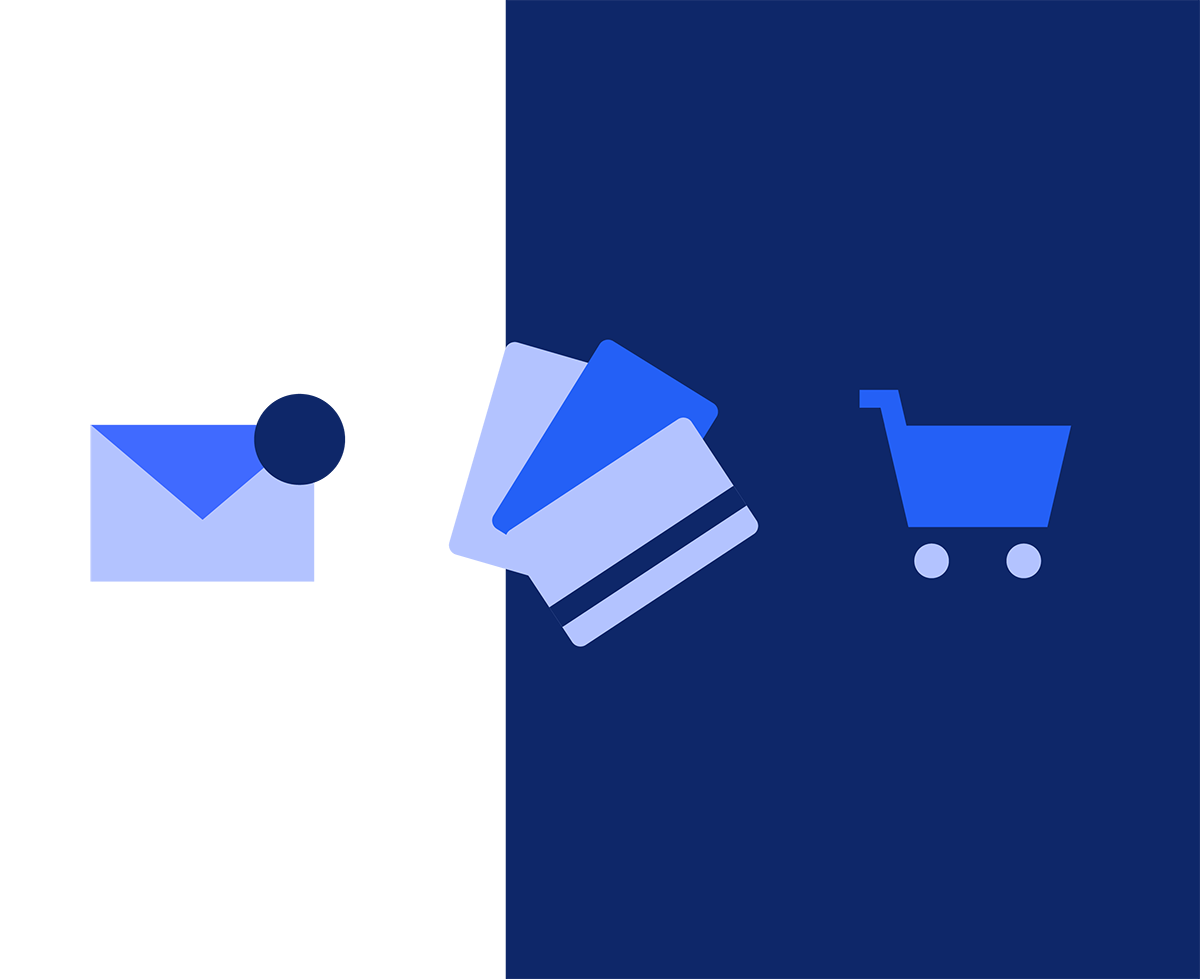 email, gift cards, and shopping cart icons