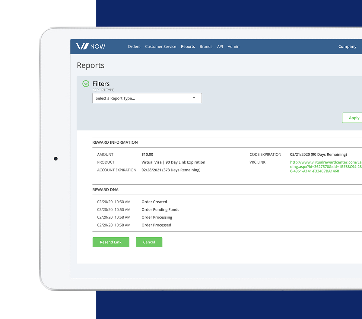VI Now Reports and Analytics example