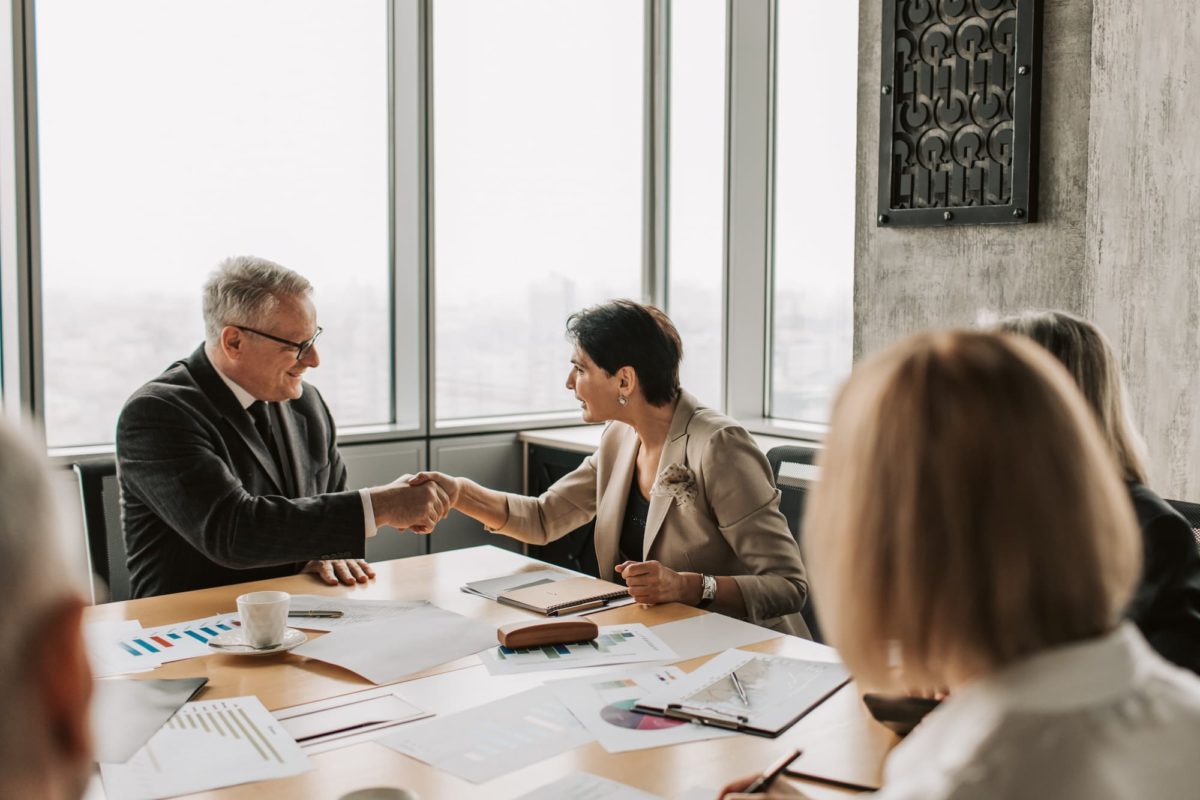 two business people shaking hands